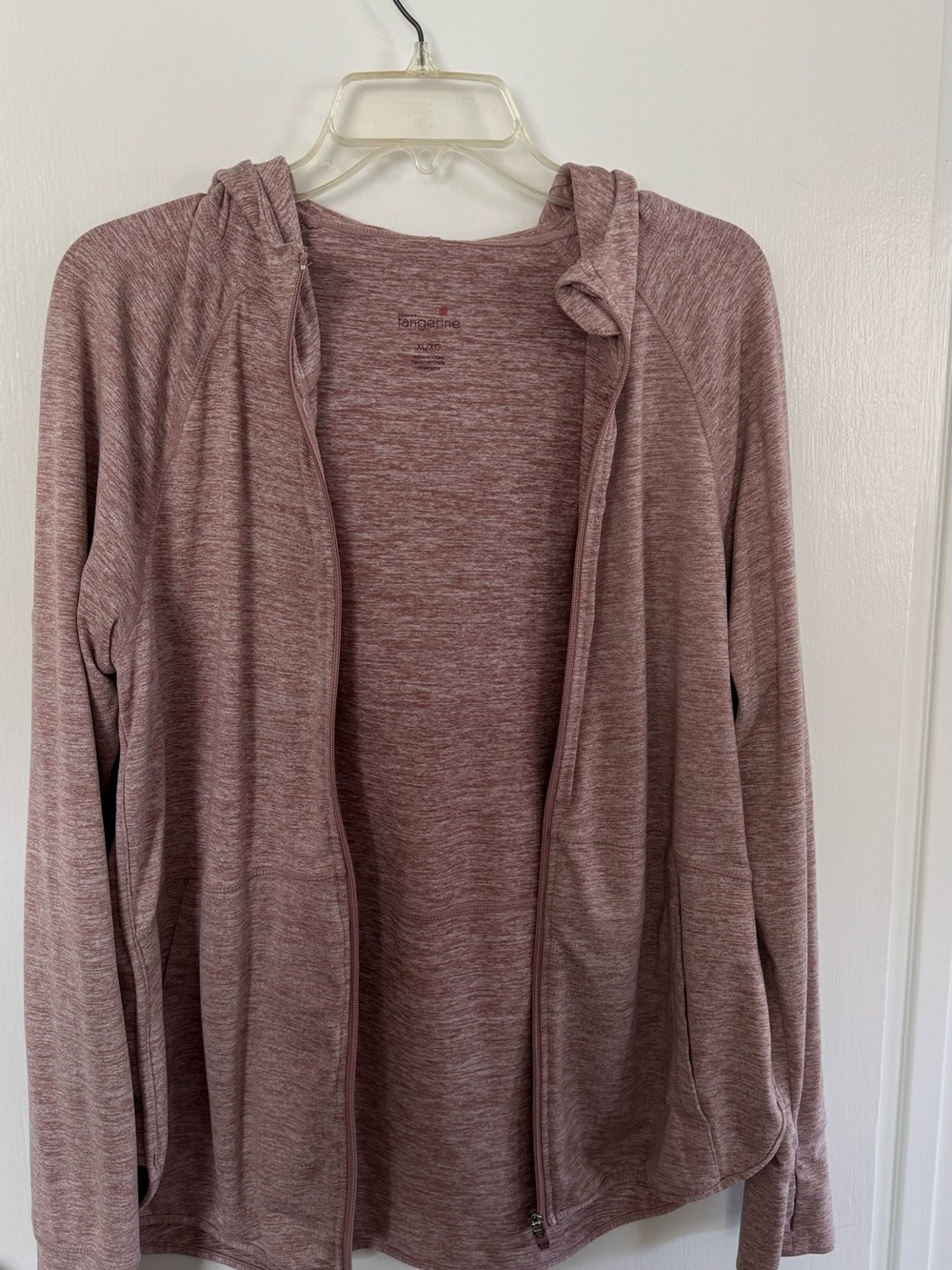 Tangerine Lightweight Heathered Mauve Zip-Up Hoodie Jacket